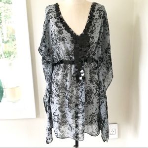 Flowy Grey Sheer Tunic or cover up sz Large